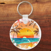 私はむしろビーチ風光明媚なサンセットキーチェーンにいる キーホルダー (裏面)