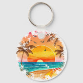 私はむしろビーチ風光明媚なサンセットキーチェーンにいる キーホルダー (裏面)