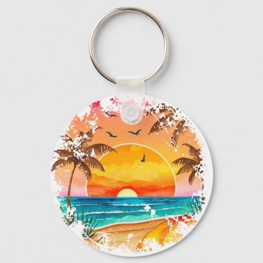 私はむしろビーチ風光明媚なサンセットキーチェーンにいる キーホルダー (裏面)