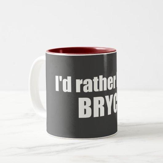 私はむしろブライス峡谷国立公園に居たい ツートーンマグカップ (正面左)