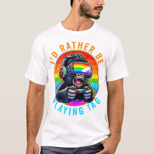 私はむしろラベル遊ゴリラモンケラベルゴリルになりたい Tシャツ