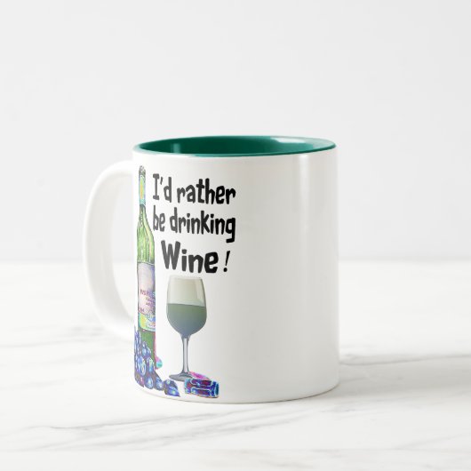 私はむしろワインを飲んでいました! ユーモアのあるなワインのギフト ツートーンマグカップ (正面左)