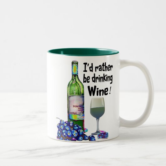 私はむしろワインを飲んでいました! ユーモアのあるなワインのギフト ツートーンマグカップ (右)
