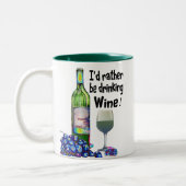 私はむしろワインを飲んでいました! ユーモアのあるなワインのギフト ツートーンマグカップ (左)