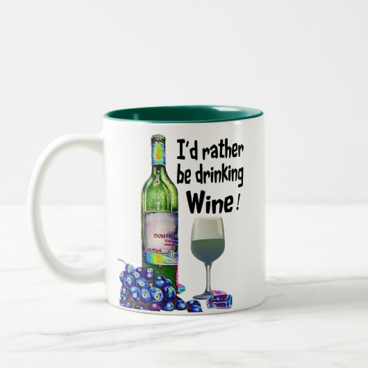 私はむしろワインを飲んでいました! ユーモアのあるなワインのギフト ツートーンマグカップ (左)
