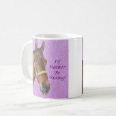 私はむしろ乗っていました! 馬 コーヒーマグカップ (正面左)