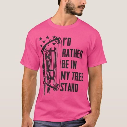 私はむしろ私のツリースタンド迷彩柄鹿狩りO Tシャツ (正面)