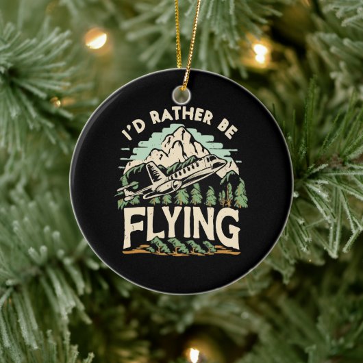 私はむしろ飛んでいるなる。飛行機 セラミックオーナメント (ツリー)