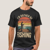 私はむしろ魚釣りレトロサンセットアングラー Tシャツ (正面)