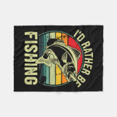 私はむしろ魚釣りレトロヴィンテージ屋外フィッシャーになる フリースブランケット (正面(横))