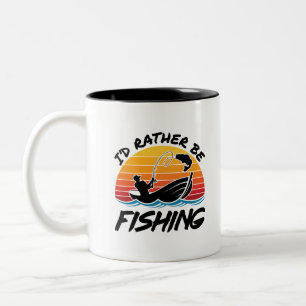 私はむしろ魚釣りレトロ夕日 ツートーンマグカップ