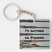 私はむしろ魚釣りロッドとリール写真 キーホルダー (正面)
