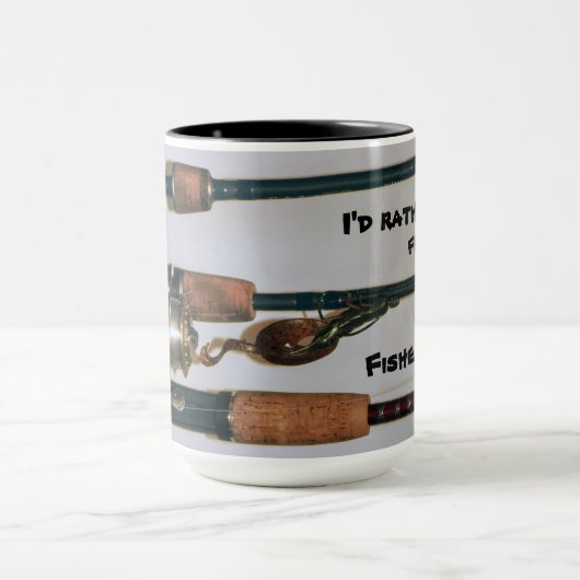 私はむしろ魚釣りロッドとリール写真 マグカップ (中央)