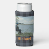 私はむしろ魚釣り写真あなたの名前を追加 スリム缶クーラー (Seltzer正面)