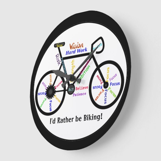 私はむしろ、やる気を起こさせるな単語のバイク自転車に乗っていました ラージ壁時計 (傾斜)