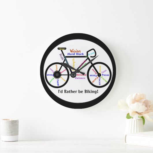 私はむしろ、やる気を起こさせるな単語のバイク自転車に乗っていました ラージ壁時計 (ホーム)