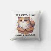 私はもしフィット、私は座る（と私は裁判官） -おもしろい猫好き クッション (正面)