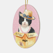 私はもしフィット、私は座る – ボックスCの白黒の子猫 セラミックオーナメント (左)