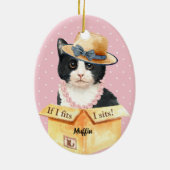 私はもしフィット、私は座る – ボックスCの白黒の子猫 セラミックオーナメント (裏面)