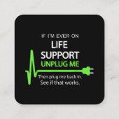 私はもし今までTシャツのサルカスティをサポートしておもしろいいる スクエア名刺 (裏面)