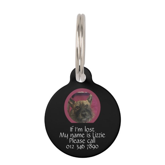 私はもし名失った前と連絡詳細 ペット　ネームタグ (正面)