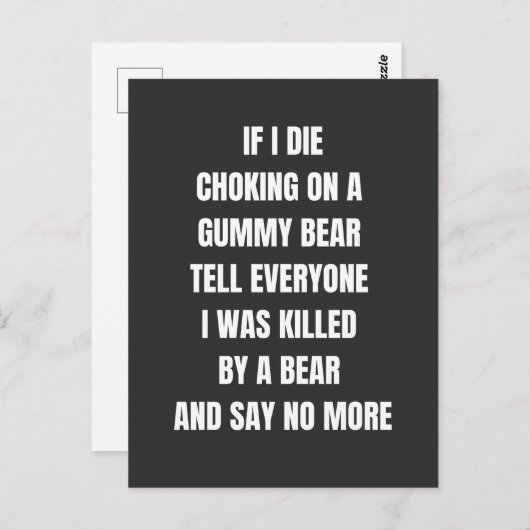 私はもし皆に言うグミベアで窒息して死ぬ ポストカード (正面/裏面)