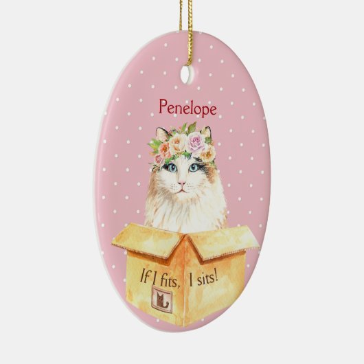 私はもし私は座ってフィット |女の子の子猫をボックスオーナメント セラミックオーナメント (右)