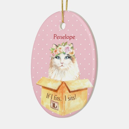 私はもし私は座ってフィット |女の子の子猫をボックスオーナメント セラミックオーナメント (左)