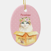 私はもし私は座ってフィット |女の子の子猫をボックスオーナメント セラミックオーナメント (裏面)