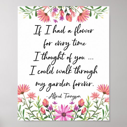 私はもし花のテニソン引用文を持っていた ポスター (正面)