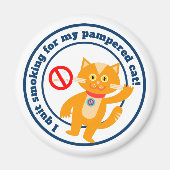 私はやめ喫煙で猫を飼っている マグネット (正面)