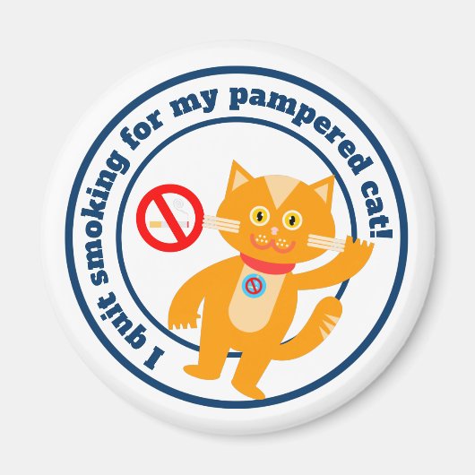 私はやめ喫煙で猫を飼っている マグネット (正面)