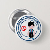 私はやめ息子の喫煙 缶バッジ (正面&裏面)