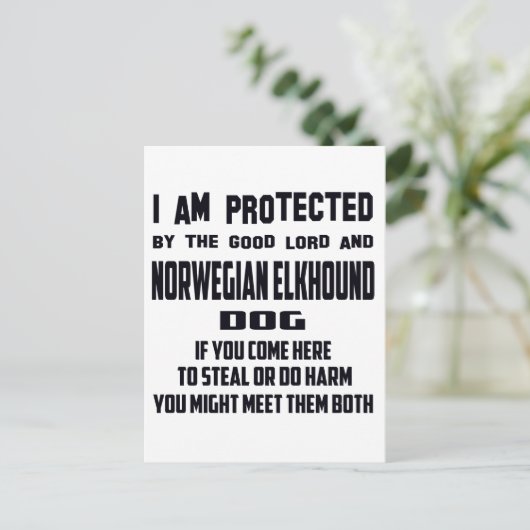 私はよい主およびノルウェーのエルクハウンドによって保護されます ポストカード (スタンド正面)