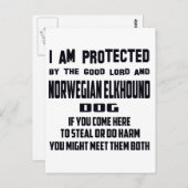 私はよい主およびノルウェーのエルクハウンドによって保護されます ポストカード (正面/裏面)