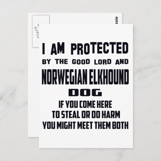 私はよい主およびノルウェーのエルクハウンドによって保護されます ポストカード (正面/裏面)