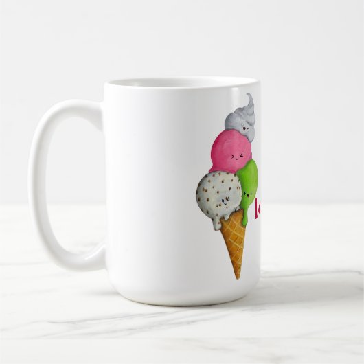 私はアイスクリームを愛します コーヒーマグカップ (左)