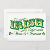 私はアイルランド人で、私は甘くて無邪気にしか見えない ポストカード (正面/裏面)