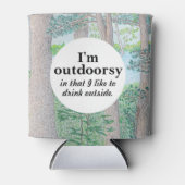 私はアウトドアシーレイク&ウッズカラーペンシルスケッチ 缶クーラー (正面)