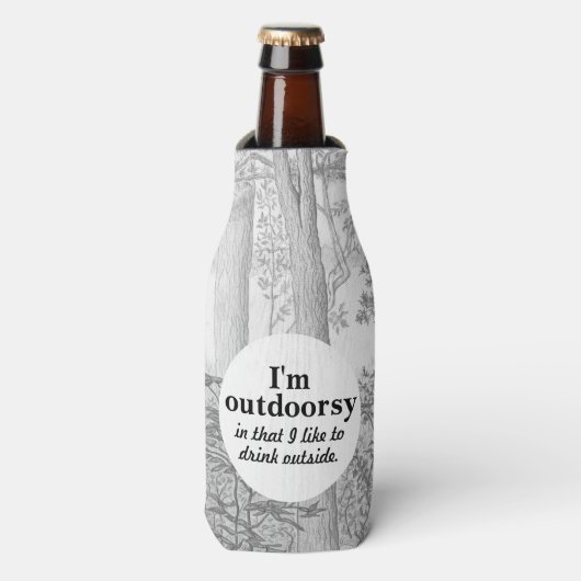 私はアウトドアシーレイク&ウッズグラファイト鉛筆スケッチ ボトルクーラー (ボトル正面)