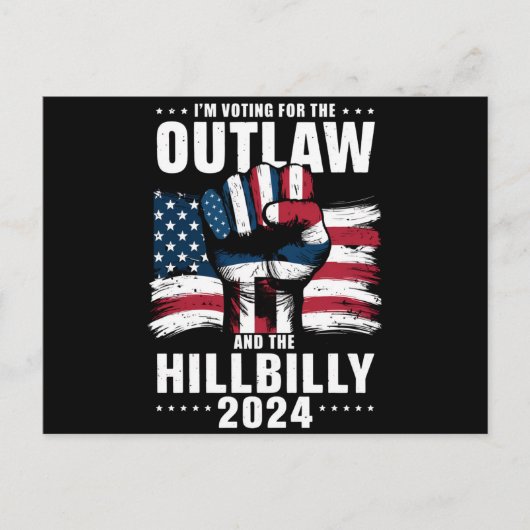 私はアウトローとヒルビリー2024米国のための投票 ポストカード (正面)
