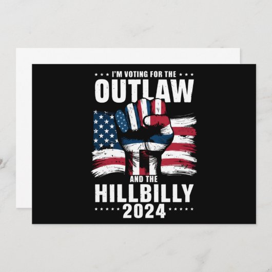 私はアウトローとヒルビリー2024米国のための投票 招待状 (正面/裏面)