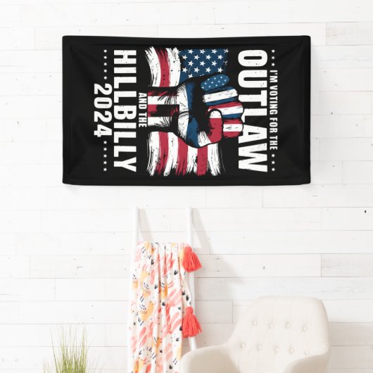 私はアウトローとヒルビリー2024米国のための投票 横断幕 (インサイチュ)