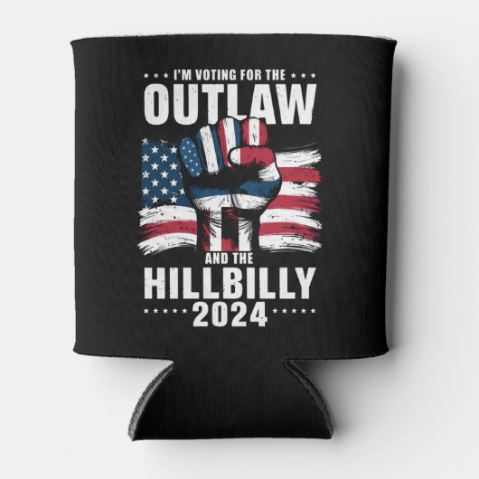 私はアウトローとヒルビリー2024米国のための投票 缶クーラー (正面)