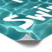 私はアクアプールウォーターとスイミング赤いハートが大好き ポスター (角)