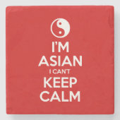 私はアジア人で落ち着き保ない ストーンコースター (正面)