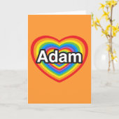 私はアダムを愛している。アダムを愛してる。ハート カード (黄色い花)