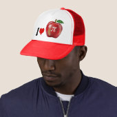 私はアップルパイかPiの赤いハートの緑の葉の金ゴールドを愛します キャップ (インサイチュ)