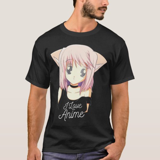 私はアニメかわいいアニメ女子スワ日本のアが大好き Tシャツ (正面)