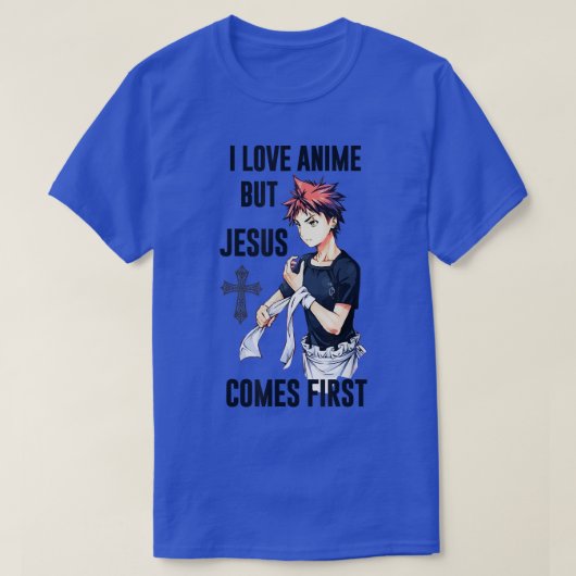 私はアニメが大好きだが、イエス来が最初のキリスト教日本を愛している Tシャツ (デザイン正面)